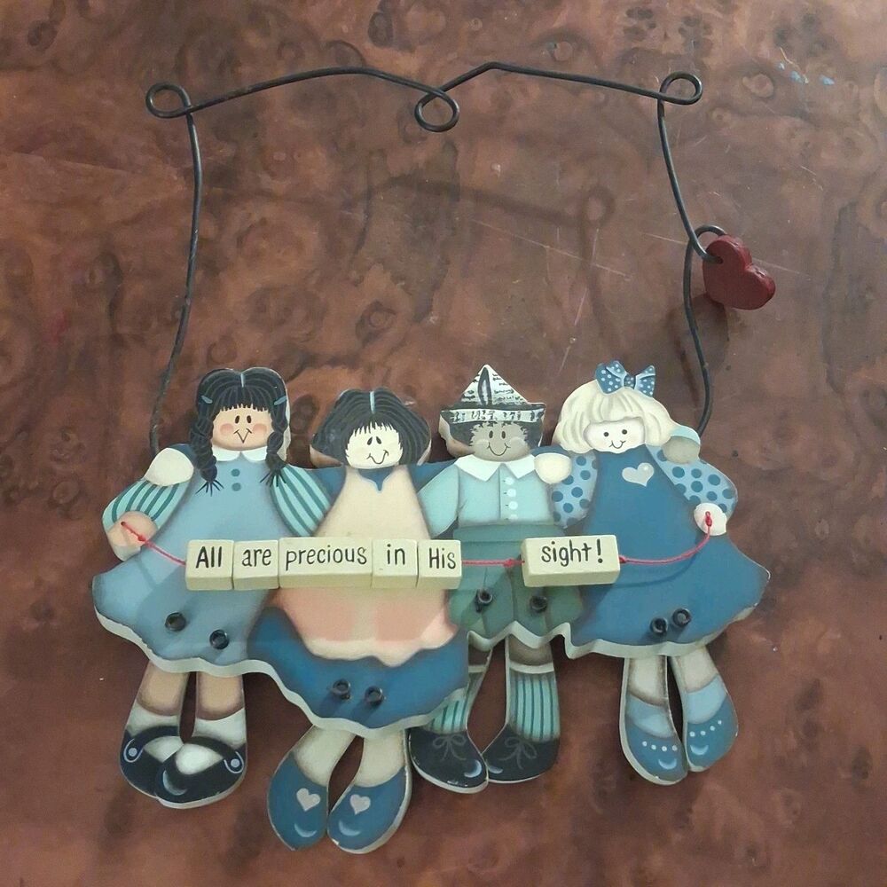 vintage wood children wall plaque all are precious in his sight religious